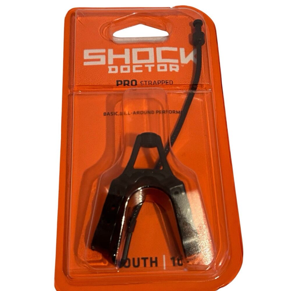 Shock Doctor Youth 10 Football Mouth Guard Pro Strapped Shock-Absorbing Sports